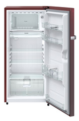 Product image, Perspective: straight open empty, Single-door refrigerator 222 l in 3 star and horizontal handle, Casing colour: red, Door colour: Red Rosette