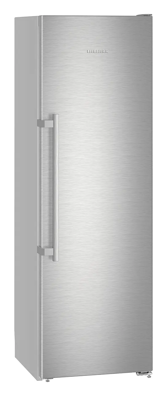 Product image, Perspective: oblique closed, Freestanding freezer with NoFrost, Casing colour: silver, Door colour: stainless steel