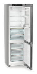 Product image, Perspective: oblique open empty, Fridge-freezer with BioFresh and NoFrost, Casing colour: silver, Door colour: stainless steel