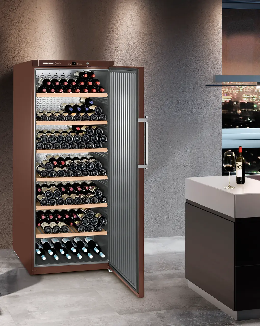 Product image, Perspective: milieu, Wine storage cabinet, Casing colour: terra, Door colour: terra