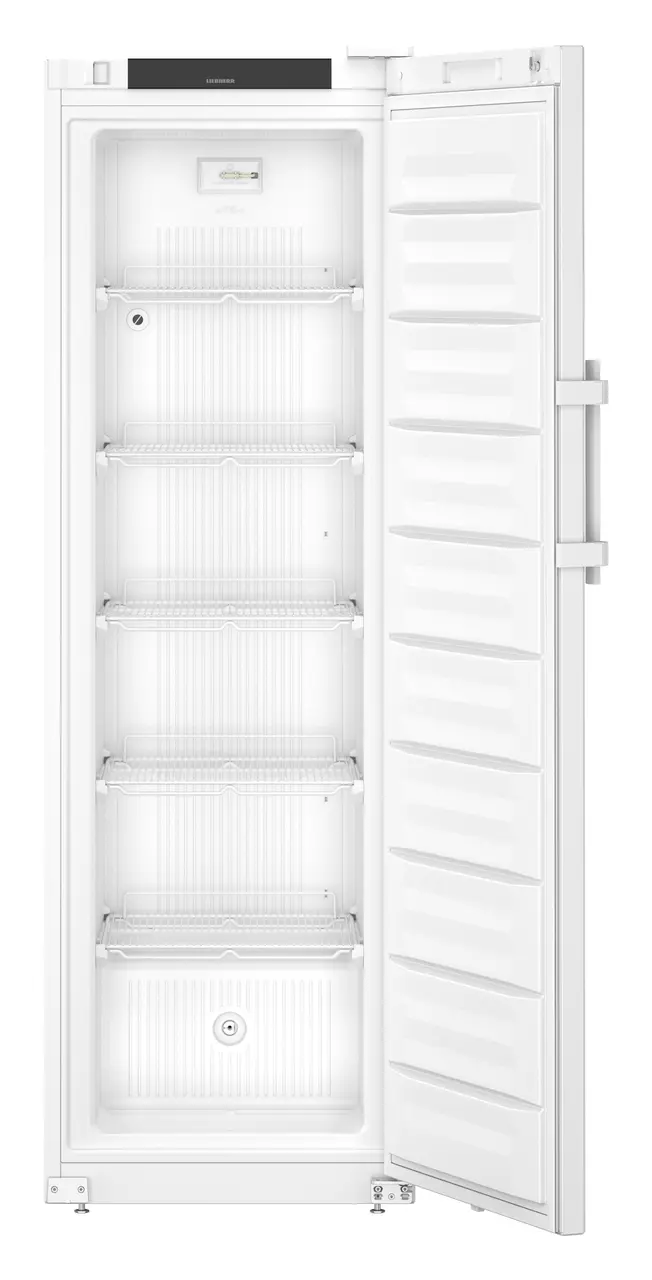 Изображение на продукта, Перспектива: Отпред, отворен, празен, Лабораторен фризер със статично охлаждане, Цвят на корпуса: бял, Цвят на вратата: бял