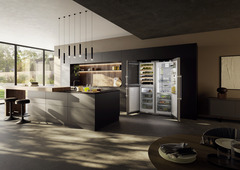 Product image, Perspective: milieu, Side-by-side combination with wine tempering compartment, Casing colour: silver, Door colour: stainless steel