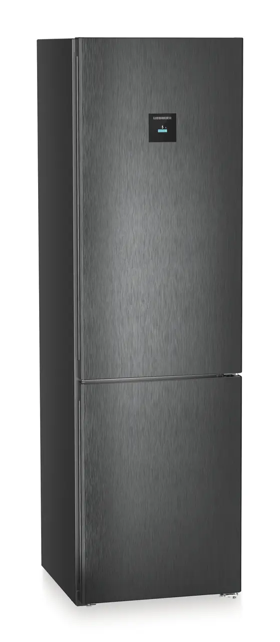 Product image, Perspective: oblique closed, Fridge-freezer with BioFresh and NoFrost, Casing colour: black, Door colour: BlackSteel