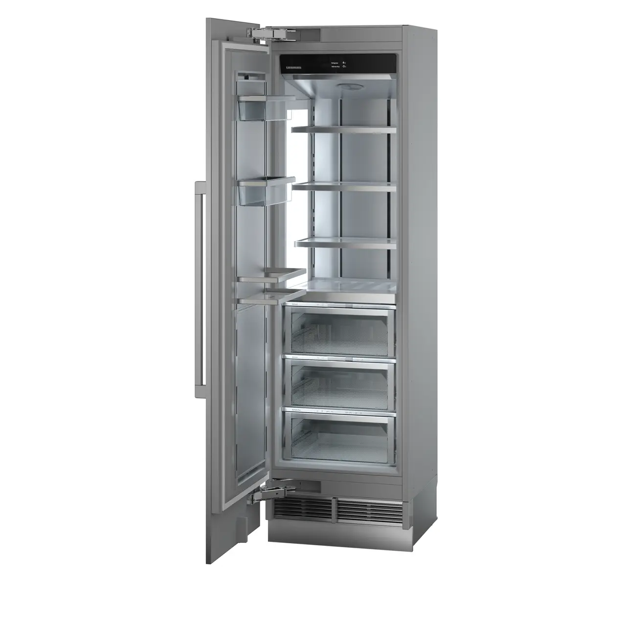 Produkt-Bild, Perspektive: schräg offen leer, Integrierbarer Kühlschrank mit BioFresh, Gehäusefarbe: Grau