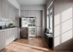 Product image, Perspective: milieu, Combined fridge-freezers with EasyFresh and NoFrost, Casing colour: silver, Door colour: stainless steel