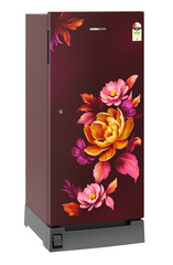 Product image, Perspective: oblique closed, Single-door fridge, 191 l in 2 star with foot pedal base drawer, Casing colour: red, Door colour: Red Wonder