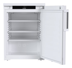 Obraz produktu, Perspektywa: Na wprost, otwarte, puste, Chłodziarka do zabudowy pod blat z chłodzeniem powietrzem obiegowym, Kolor obudowy: Biała, Kolor drzwi: Biała
