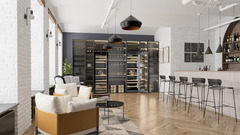 Product image, Perspective: milieu, Multi-temperature wine cabinet, Casing colour: BlackSteel, Door colour: GlassBlack