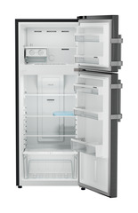 Product image, Perspective: straight open empty, Fridge-freezer with NoFrost, Casing colour: grey, Door colour: BlackSteel