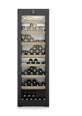 Product image, Perspective: straight closed decorated, Multi-temperature wine cabinet, Casing colour: BlackSteel, Door colour: BlackSteel
