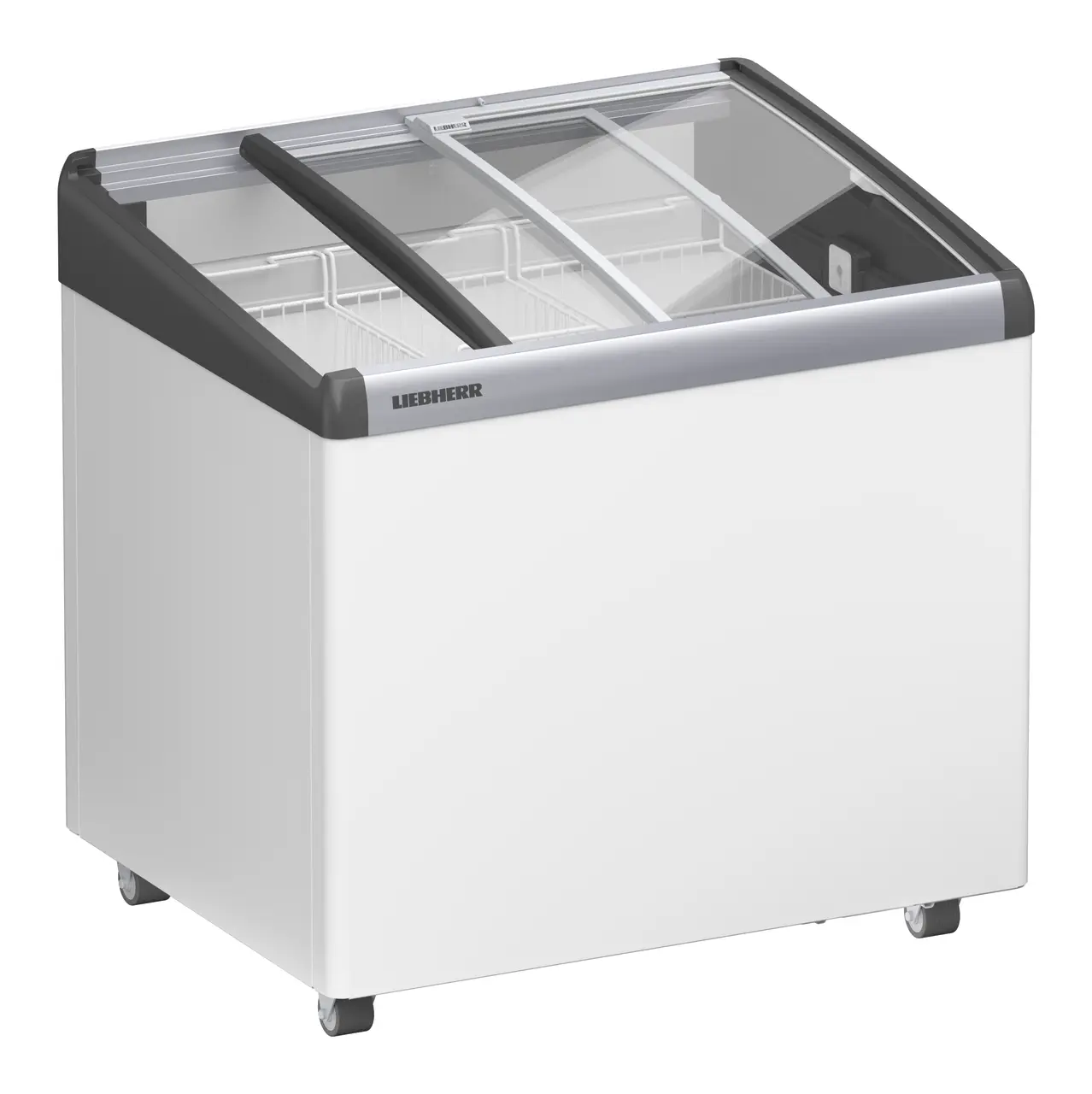Product image, Perspective: oblique half-open empty, Ice-cream chest freezer, Casing colour: white