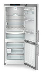 Product image, Perspective: straight open empty, Combined fridge-freezers with EasyFresh and NoFrost, Casing colour: silver, Door colour: stainless steel