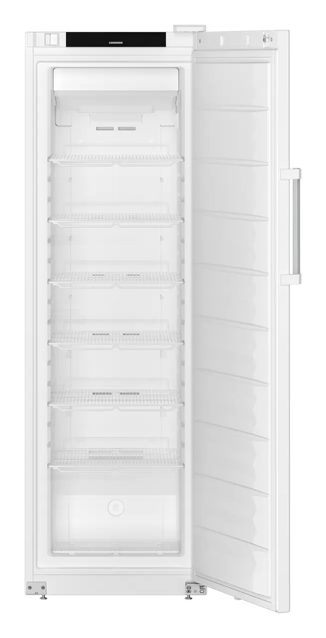 Obrázek výrobku, Perspektiva: Přímý otevřený prázdný, Volne stojící mraznicka s NoFrost, Barva skříně: bílá, Barva dveří: bílá