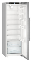 Product image, Perspective: oblique open empty, Refrigerator, Casing colour: silver, Door colour: stainless steel