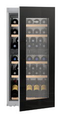 Product image, Perspective: straight half-open decorated, Built-in multi-temperature wine cabinet, Casing colour: silver, Door colour: GlassBlack