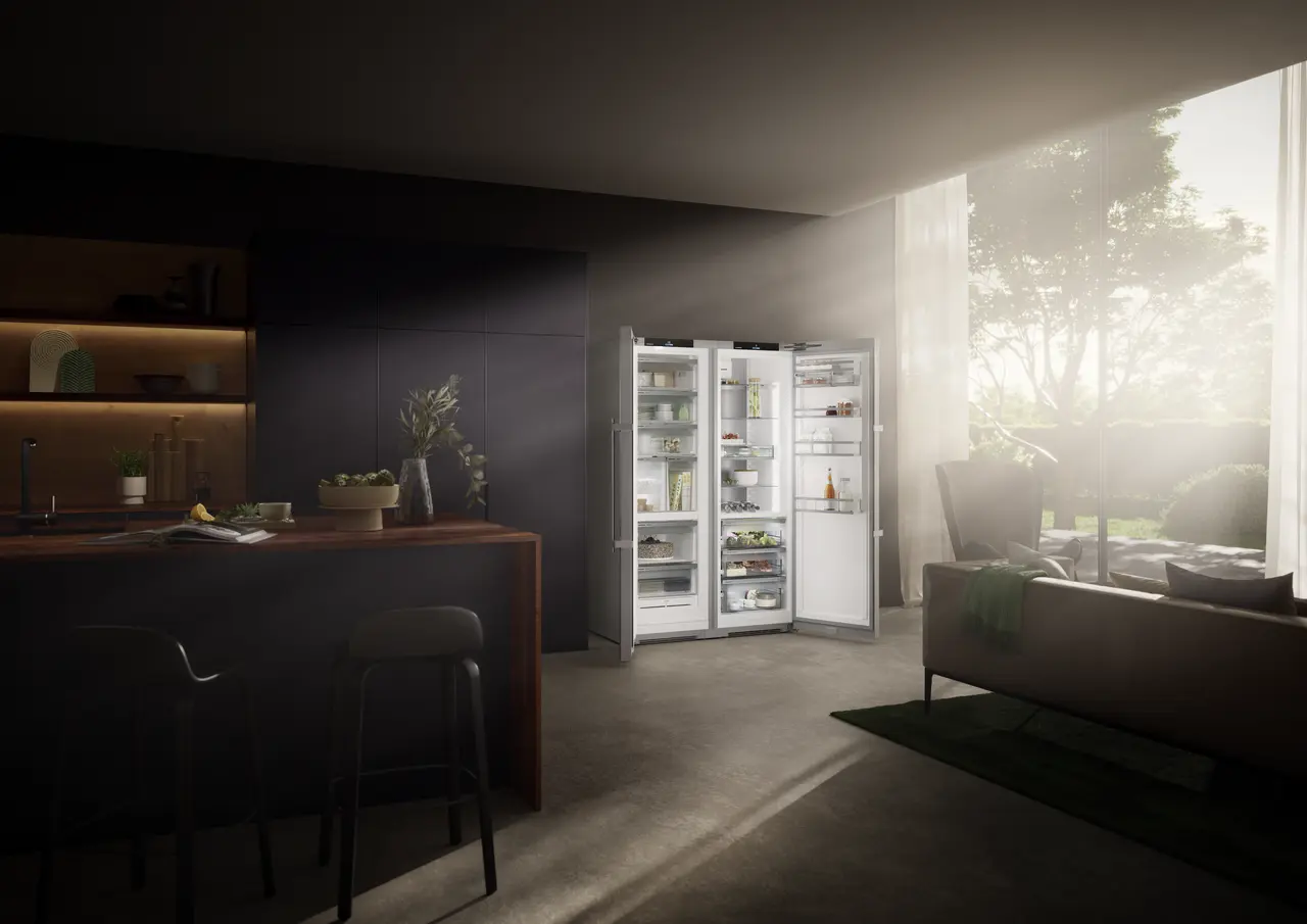 Product image, Perspective: milieu, Side-by-Side combination, Casing colour: silver, Door colour: stainless steel