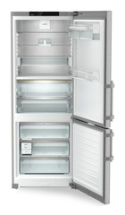 Product image, Perspective: straight open empty, Fridge-freezer with BioFresh and NoFrost, Casing colour: silver, Door colour: stainless steel