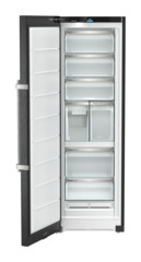 Product image, Perspective: straight open empty, Freestanding freezer with NoFrost and IceTower, Casing colour: BlackSteel, Door colour: BlackSteel