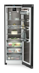 Produkt-Bild, Perspektive: gerade offen dekoriert, Standkühlschrank mit BioFresh Professional, Gehäusefarbe: BlackSteel, Türfarbe: BlackSteel