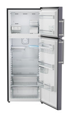 Product image, Perspective: straight open empty, Fridge-freezer with NoFrost, Casing colour: grey, Door colour: Cobalt Steel