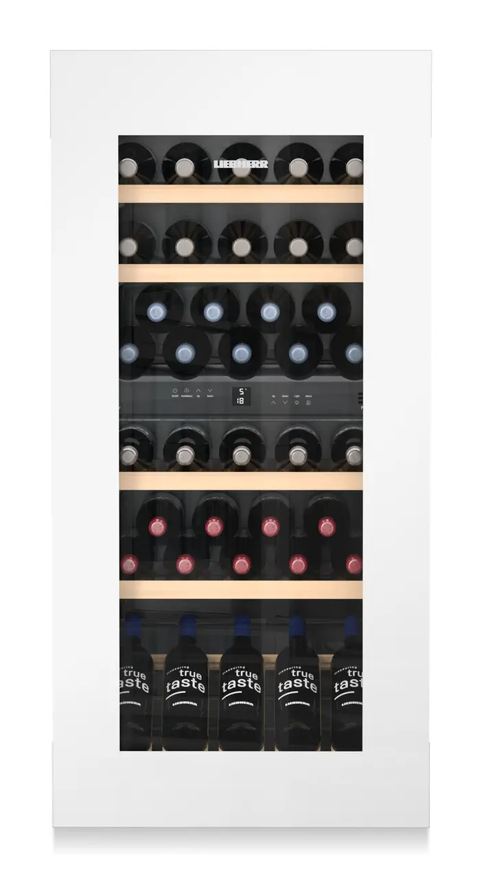 Product image, Perspective: straight closed decorated, Built-in multi-temperature wine cabinet, Casing colour: silver, Door colour: white