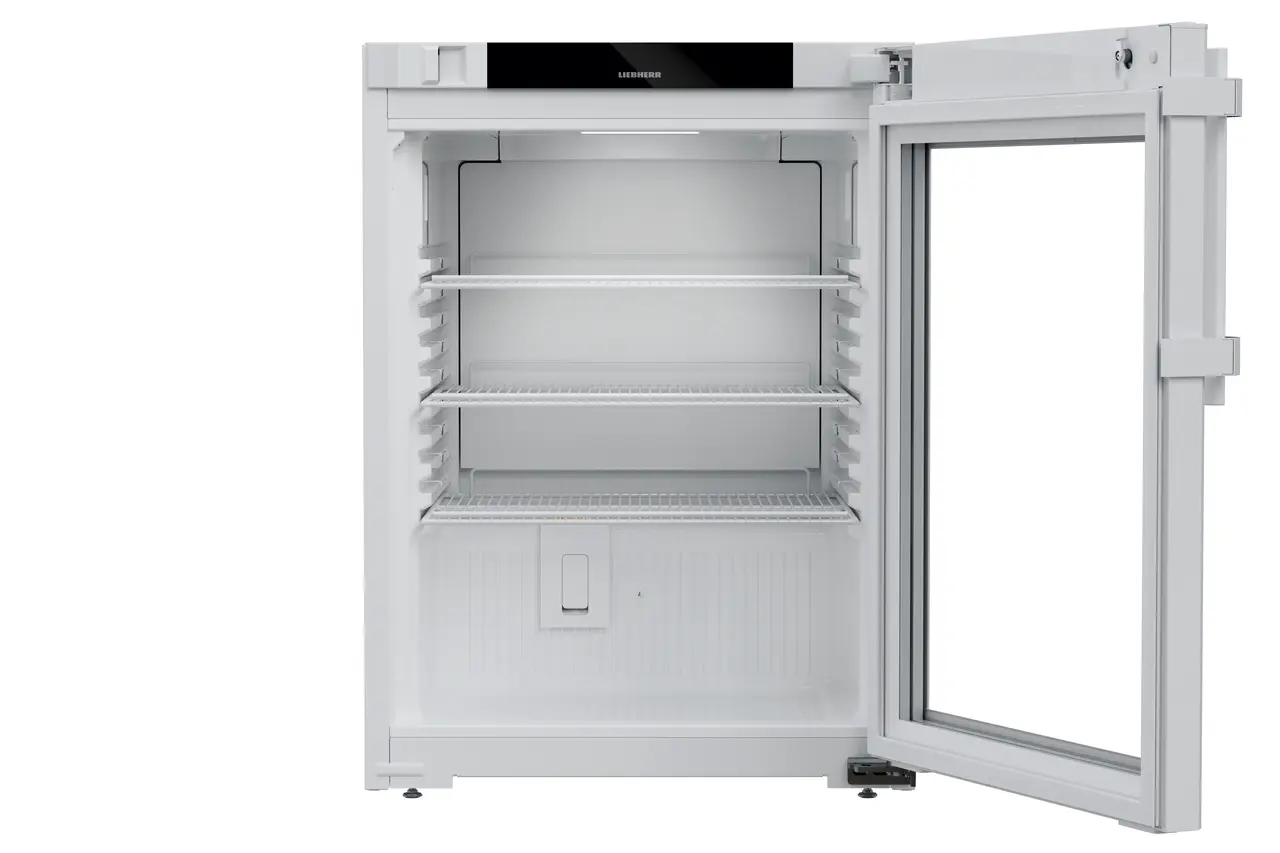 Image de produit, Perspective: Droit ouvert vide, Réfrigérateur de laboratoire avec réfrigération par air pulsé, Couleur de l’habillage: blanc, Couleur de porte: blanc