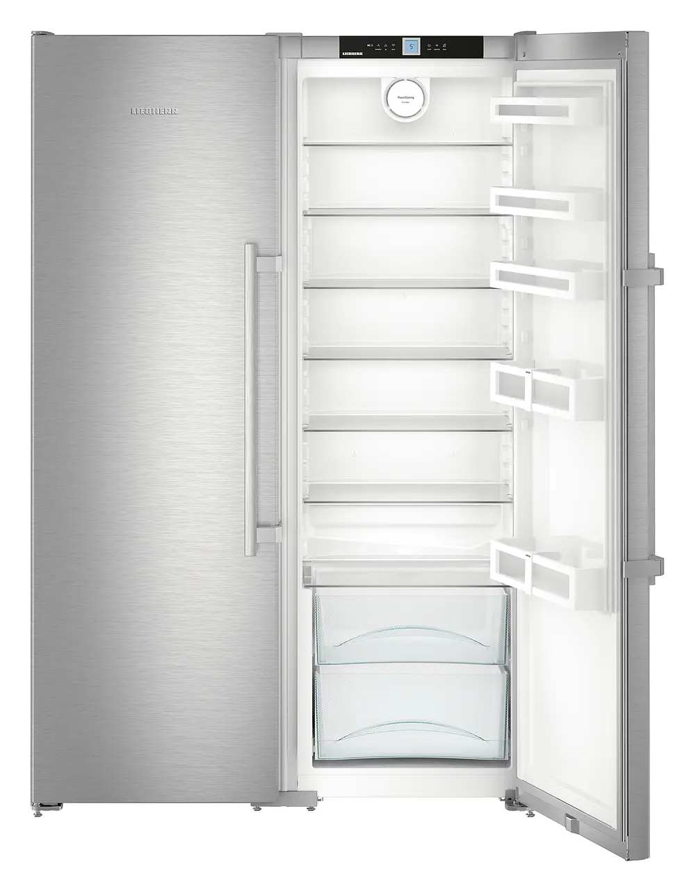 Product image, Perspective: special form, Side-by-Side combination, Casing colour: silver, Door colour: stainless steel