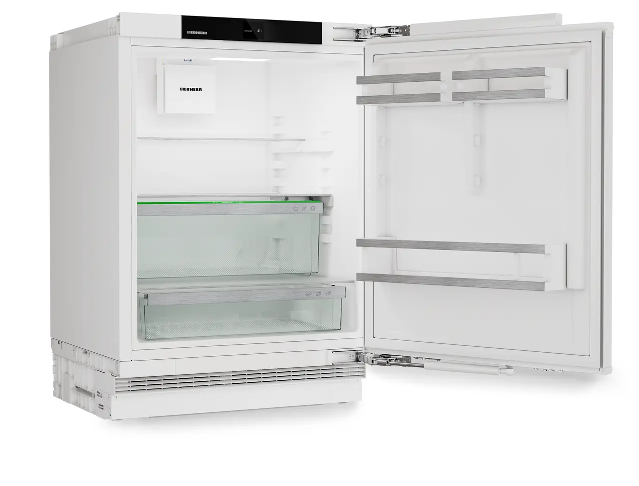 Product image, Perspective: oblique open empty, Fridge suitable for undercounter installation with EasyFresh