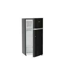 Product image, Perspective: oblique half-open empty, Single-door refrigerator 191 l in 5 star with inverter compressor, Casing colour: grey, Door colour: Black Gloss
