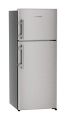 Product image, Perspective: oblique closed, Fridge-freezer with NoFrost, Casing colour: grey, Door colour: Stainless Steel