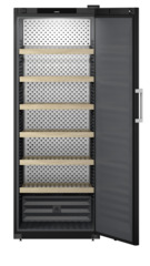 Product image, Perspective: straight open empty, Wine storage cabinet, Casing colour: black, Door colour: black