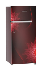 Product image, Perspective: oblique closed, Single-door refrigerator 202 l in 5 star with inverter compressor, Casing colour: red, Door colour: Red Mystiq
