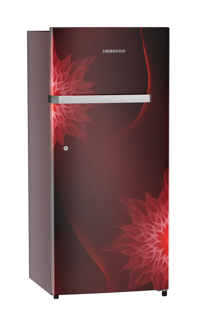 Product image, Perspective: oblique closed, Single-door refrigerator 202 l in 5 star with inverter compressor, Casing colour: red, Door colour: Red Mystiq
