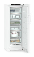 Изображение продукции, Перспектива: Под углом, с открытой дверцей, с продуктами, Морозильная камера с системой NoFrost, Цвет корпуса: белый, Цвет дверцы: белый
