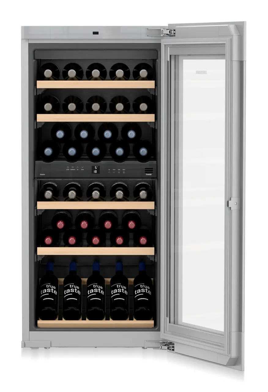 Product image, Perspective: special form, Built-in multi-temperature wine cabinet, Casing colour: silver, Door colour: white