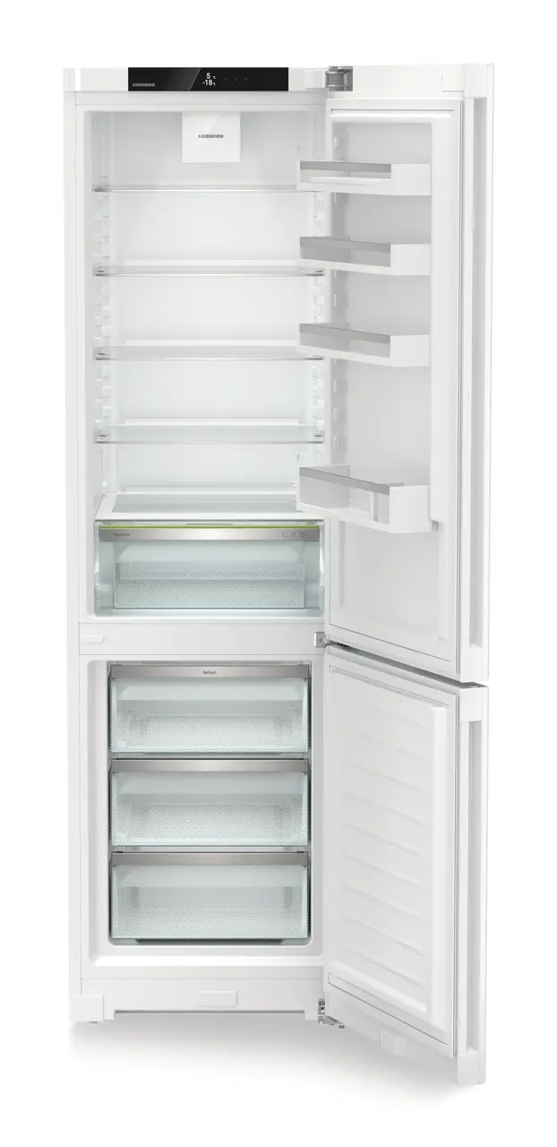 Product image, Perspective: straight open empty, Combined fridge-freezers with EasyFresh and NoFrost, Casing colour: white, Door colour: white