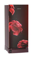 Product image, Perspective: oblique closed, Single-door refrigerator 191 l in 3 star with foot pedal base drawer, Casing colour: red, Door colour: Red Divine