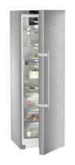 Product image, Perspective: oblique half-open decorated, Freestanding refrigerator with BioFresh Professional, Casing colour: stainless steel, Door colour: stainless steel