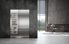 Product image, Perspective: milieu, Built-in multi-temperature wine cabinet, Casing colour: grey, Door colour: stainless steel