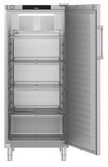 Изображение на продукта, Перспектива: Отпред, отворен, празен, Хладилник с динамично охлаждане, Цвят на корпуса: благородна стомана, Цвят на вратата: благородна стомана