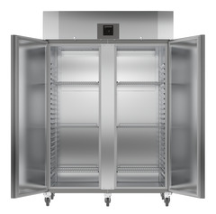 Product image, Perspective: straight open empty, Forced-air refrigerator GN 2/1, Casing colour: stainless steel look