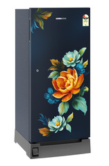 Product image, Perspective: oblique closed, Single-door fridge, 191 l in 2 star with foot pedal base drawer, Casing colour: blue, Door colour: Blue Wonder
