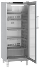 Product image, Perspective: oblique open empty, Forced-air refrigerator, Casing colour: stainless steel, Door colour: stainless steel