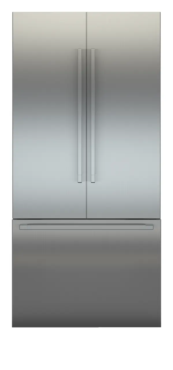 Product image, Perspective: straight closed, Combined refrigerator-freezer with BioFresh and NoFrost for integrated use, Casing colour: grey