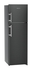 Product image, Perspective: oblique closed, Fridge-freezer with NoFrost, Casing colour: grey, Door colour: BlackSteel