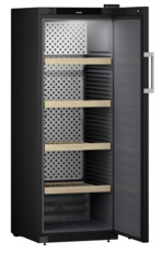 Product image, Perspective: oblique open empty, Wine storage cabinet, Casing colour: black, Door colour: black