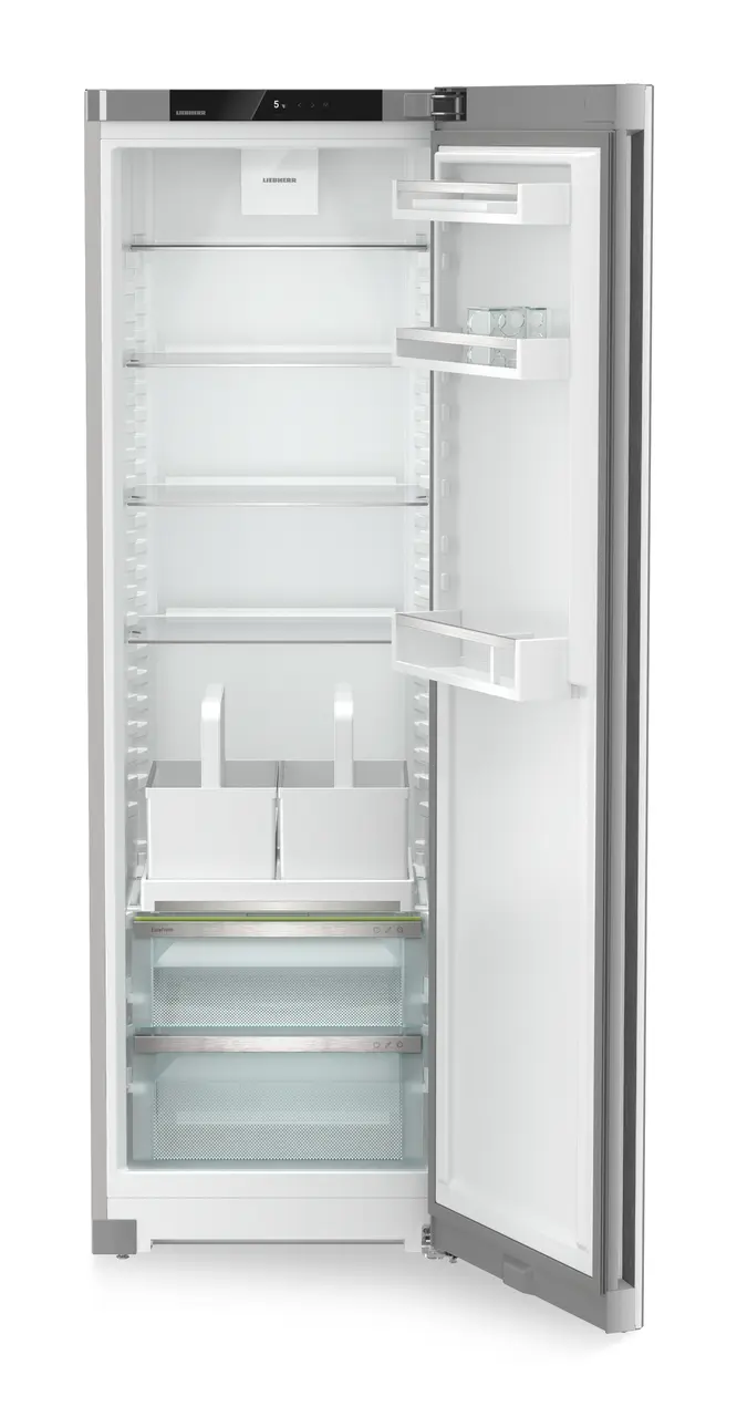 Produkt-Bild, Perspektive: gerade offen leer, Standkühlschrank mit EasyFresh, Gehäusefarbe: Silver, Türfarbe: Steelfinish